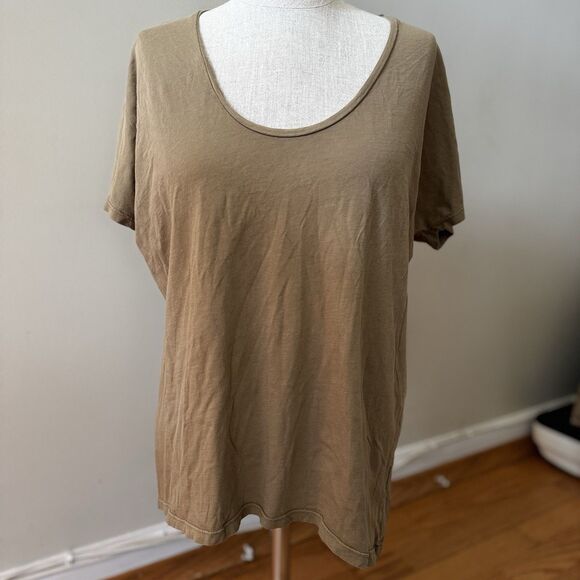 Everlane Women’s Supima Cotton Round Neck Top Lightweight Preppy Taupe Brown M - Picture 1 of 11